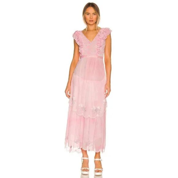 LOVESHACKFANCY Chantelle Dress in Misted Lily - Picture 1 of 8